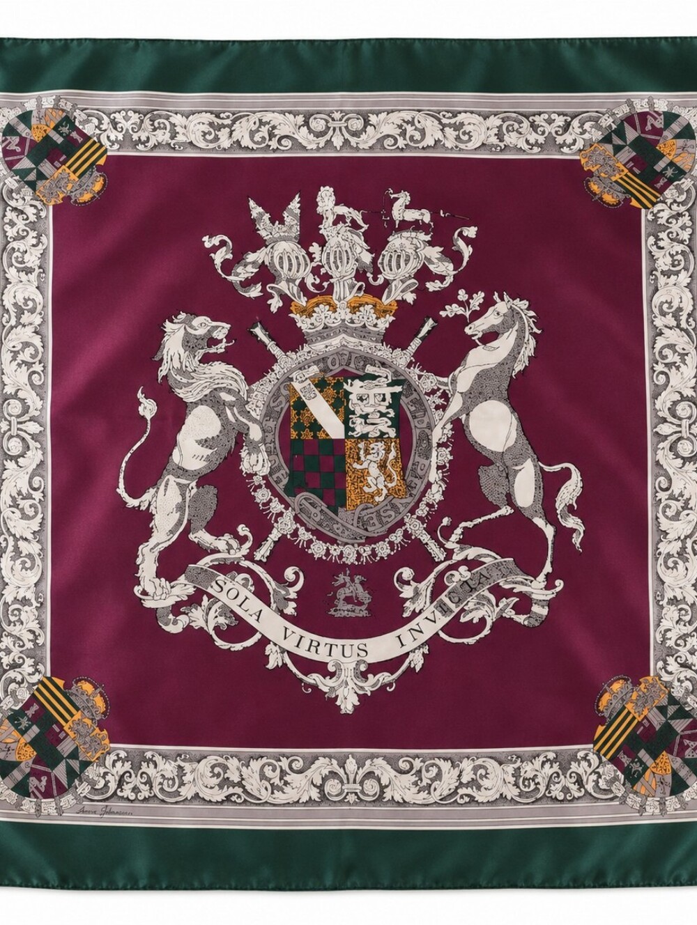 Vintage Ginnie Johansen 100% Silk Scarf 36” Heraldic Coat of Arms Japan